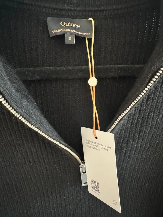 Quince NWT Cashmere Fisherman Quarter-Zip Sweater - Black (Size S) - Picture 3 of 7
